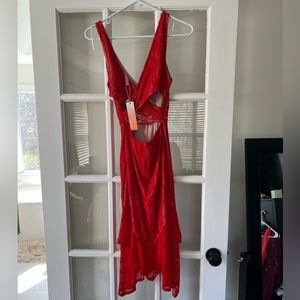 Red lace dress!